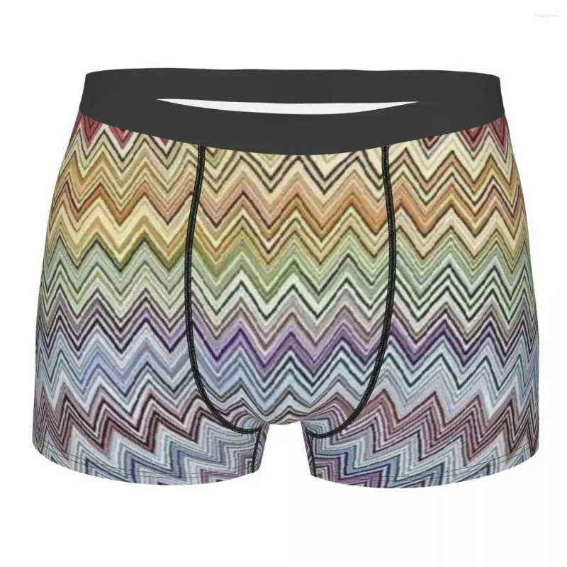 Sous-pants boho chic moderne en zigzag moderne Men de sous-vêtements Imprimé personnalisé géométrique multicolore boxer shorts Soft Soft