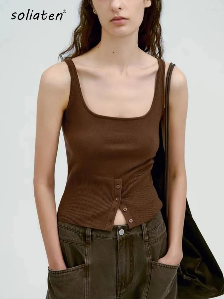 Kadın Tankları Estetik Y2K Gömlek Kadınlar Peri Çekirdek Giysileri Yumuşak Pamuk Düğmesi Aşağı Kişeli 2000'ler Yelek Sokak Giyim B-015
