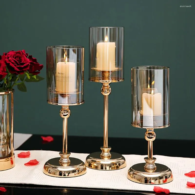 Candle Holders European Metal Holder Simple Golden Wedding Decoration Bar Party Living Room Christmas Home