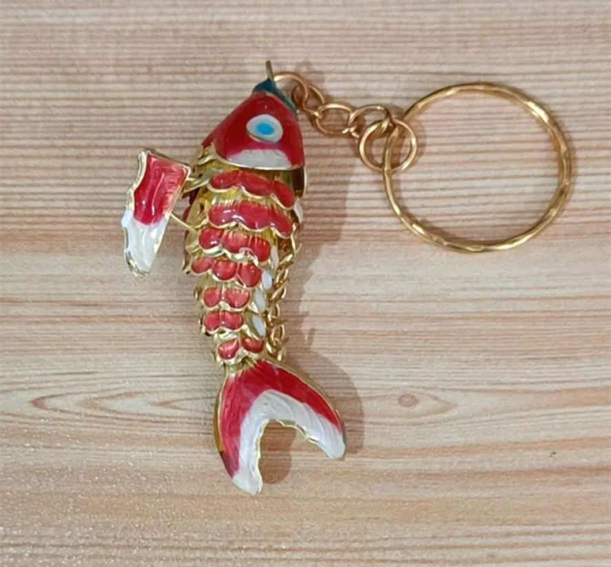 10pcs 6cm Vivid Swing Enamel Cute Fish Keychain Wedding favors gift for guests Goldfish Koi Fish Charms for Keychains Keyring with6161241