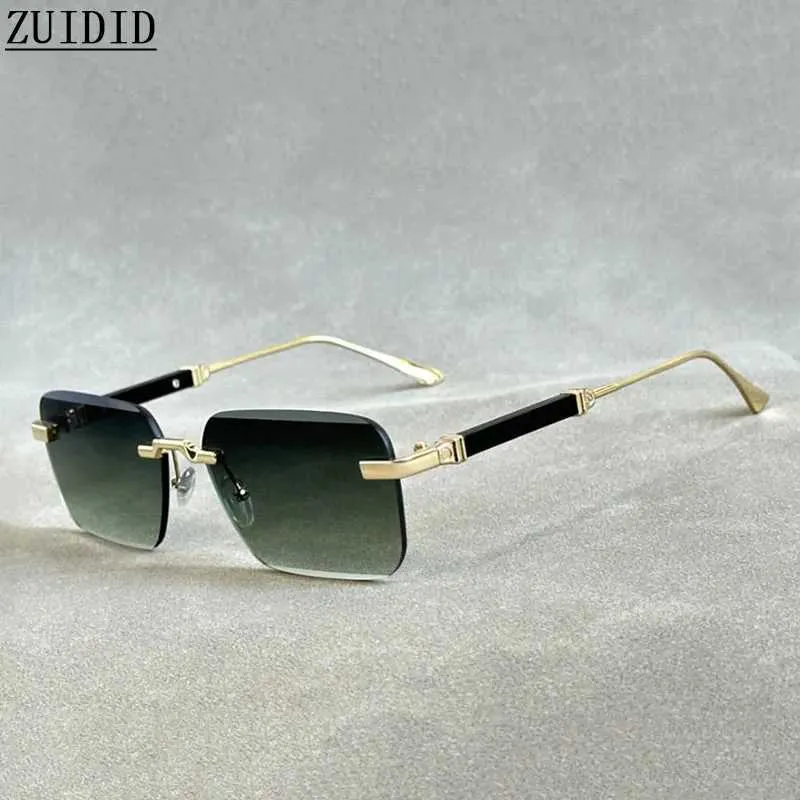 Güneş Gözlüğü Tasarımcı Erkekler İçin Güneş Gözlüğü Vintage Rimless Güneş Gözlüğü Kadınlar Modaya uygun lüks kare moda gözlükleri vintage gafas de sol hombre d240429