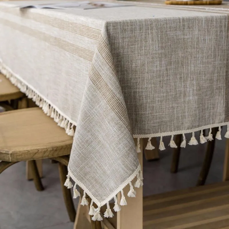 Tkanina stołowa japońska obrus szary frędzący wiatr Odporny prostokątny domowy bawełniany mata lniany