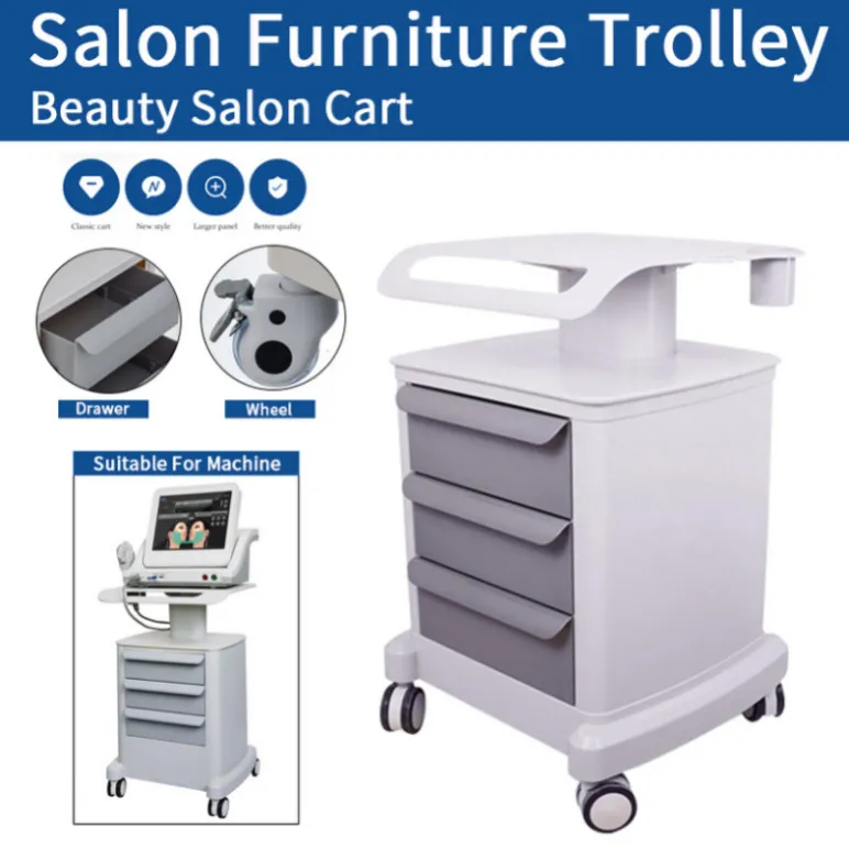 Slimming Professional Trolley Roller Mobile Medical Cart met gelijkspel geassembleerde standhouder voor schoonheidssalon spa US Standard HIFU Skin Lifting Machine577