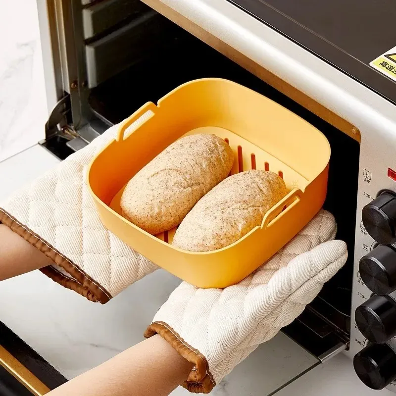 19 cm Air Fryers For Baking Tray Panier de poulet frit Mat Airfryer Silicone Pot Round Remplacement des accessoires