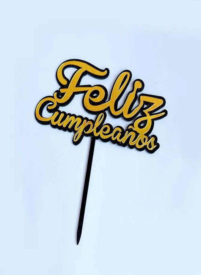 Spanier Feliz Cumpleanos Cake Topper Creatlve 3D Briefe alles Gute zum Geburtstag Acrylkuchen Topper für Geburtstagsfeier Dekorationen3876212