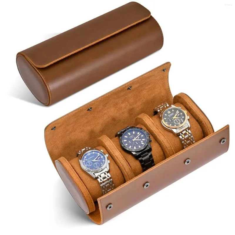 Watchboxen Roll Travel Case-1/2/3 Slotopslag en organisator-beveiliging met innovatieve verwijderbare kussens Solid Dividers