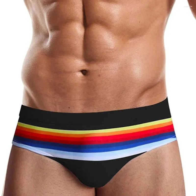 Underpants Men Sexy Swim Striped Stamped Twimming Slievi pantaloni da spiaggia corta Rainbow Surf abbigliamento da bagno 3D maschio senza cuciture