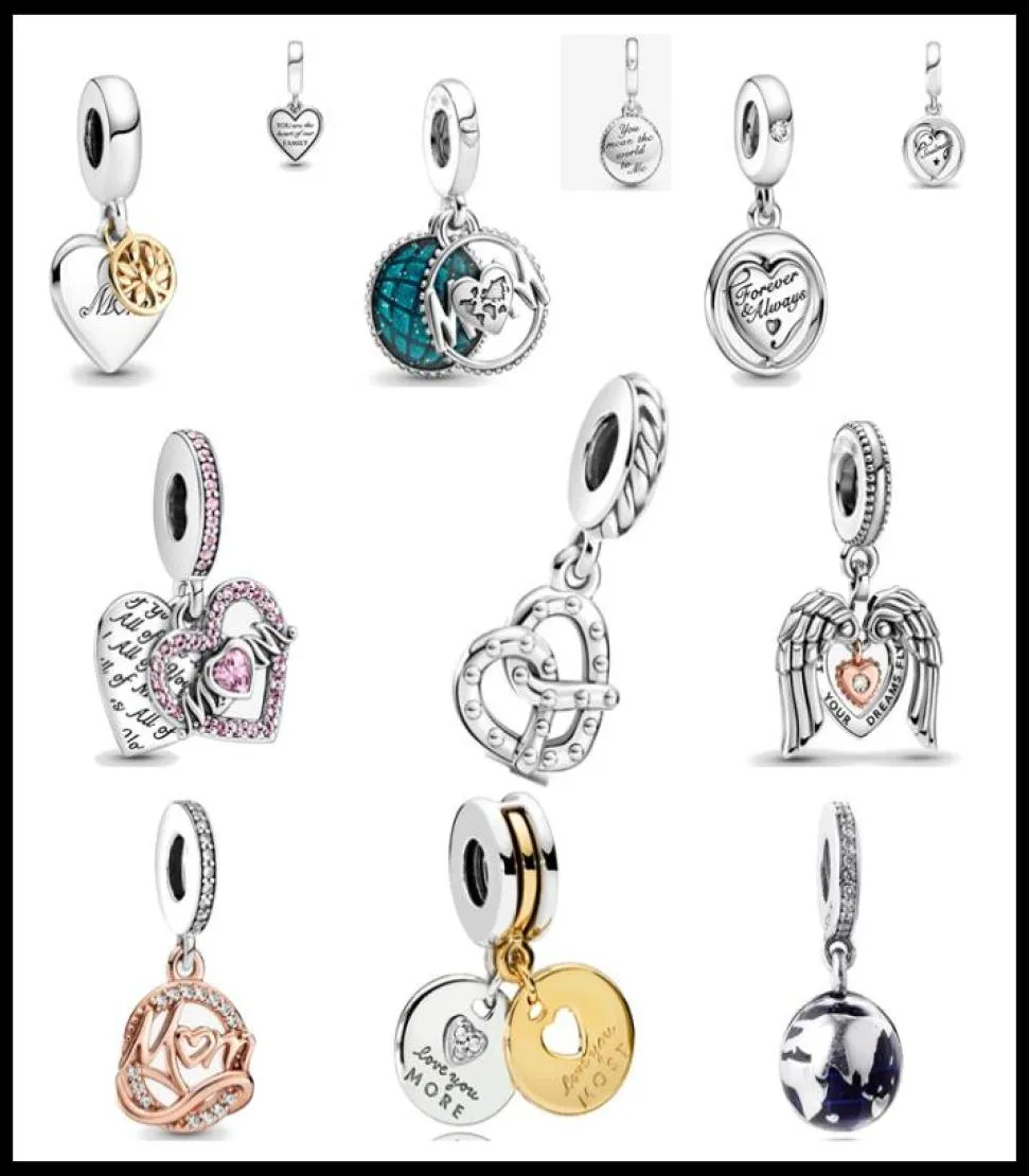 925 Silver Fit Charm 925 Bracelet Maman Glitter Globe Mum Mum Charmes Set Set Pendant DIY Fine Perles Jewelry8559218