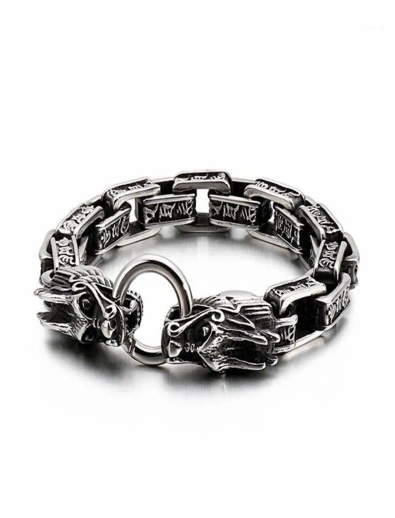 Bedelarmbanden 220 mm punk dier draken armband mannen roestvrij stalen doos ketting armband Jewellry Accessoires 202111756090