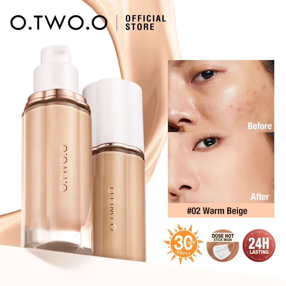 OTWOO vloeibare fundering crème voor gezicht 30 ml hoge dekking make -upbasis zonnebrandcrème spf30 waterdichte concealer 240428