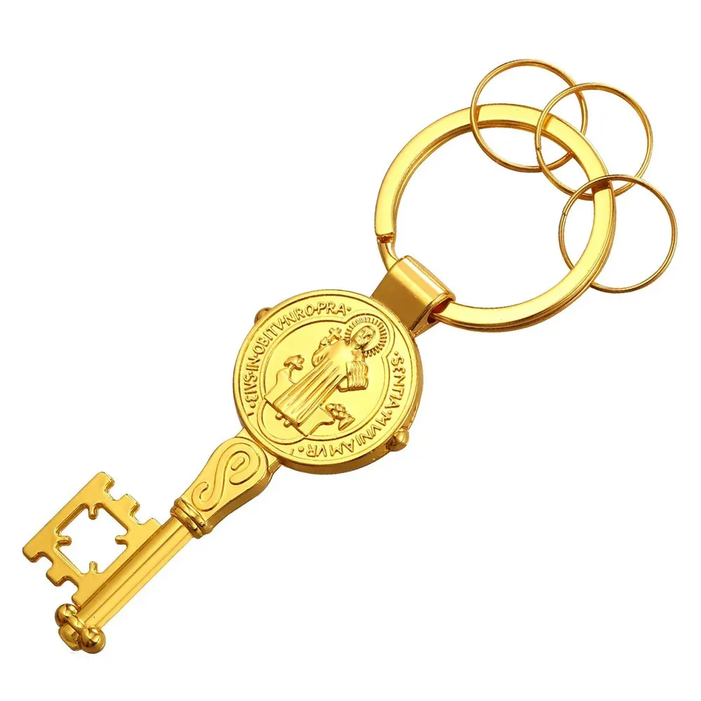 CHAINSPRO Key Chain Saint Benedict Medal Shape Goldsilver Color Holder vrouwen mannen hanger groothandel ringen K104 240425