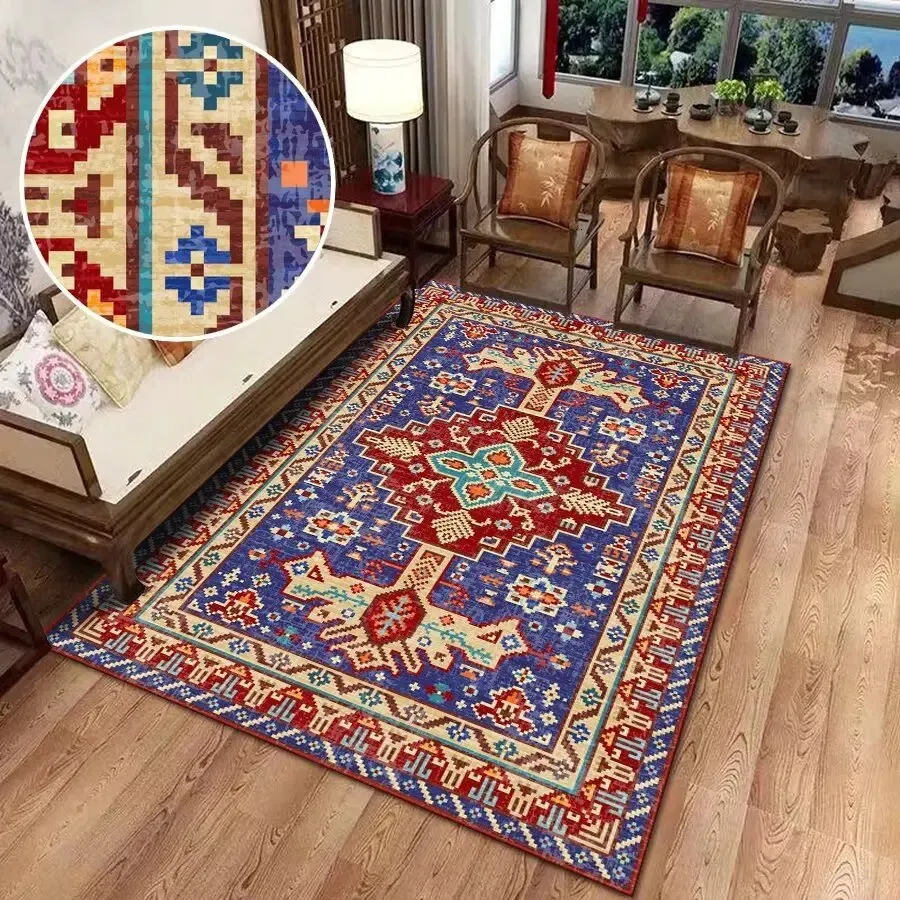 Retro Persian Style Carpet for Living Room Boho Soft Thickening Large Area Rugs Decoration Home Mats Washable Customizable 240419