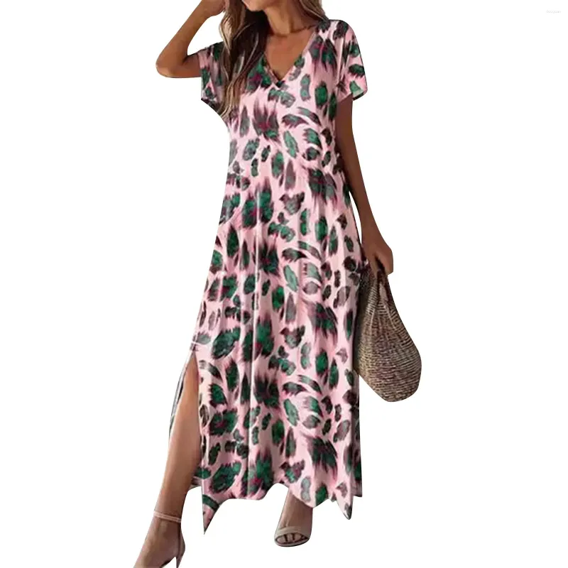 Lässige Kleider modische und sexy digitale gedruckte V-Ausschnitt-Kleidungskleidung mit V-Ausschnitt, elegant für Frauen Sommer
