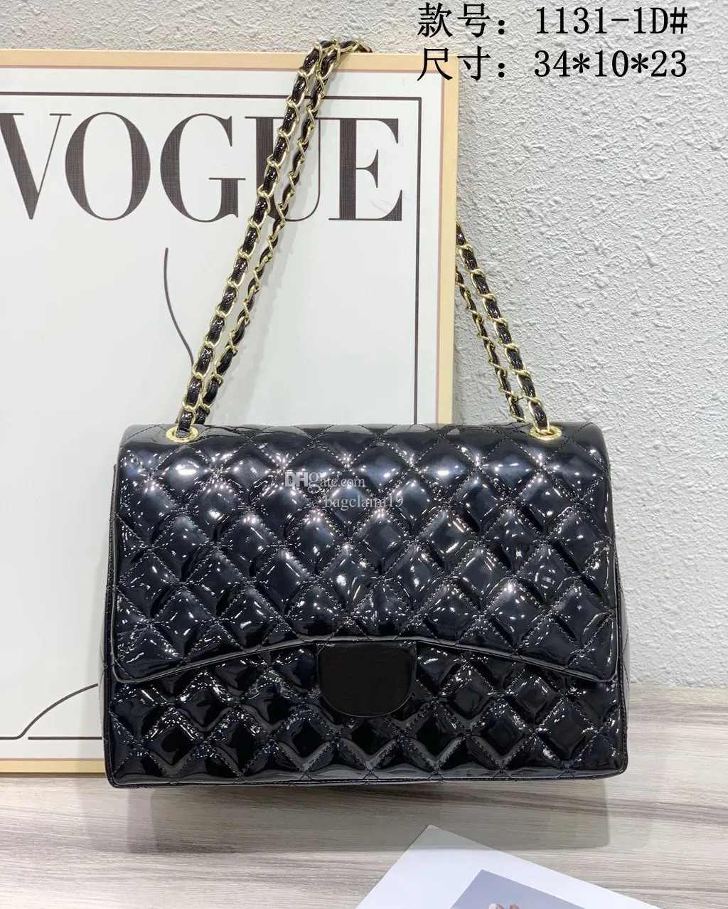 Marka Tote Çanta Tasarımcı Çanta Gerçek Deri AAA Kalite Boy Messenger Çanta Ünlü Marka Zincirleri Vernik Hobo Çanta Crossbody Women Cüzdan LD2#1131-1 Siyah