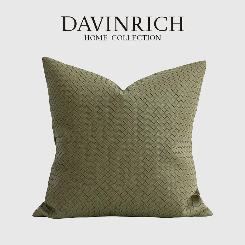 DAVINRICH BV Style Geometric Faux Leather Hide Throw Pillow Cushion Cover Modern Luxury Pillowcase For Italian el Living Room 240417