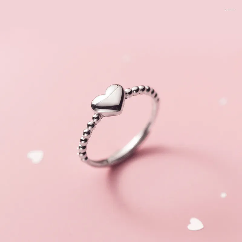 Anéis de cluster 925 Solid Sterling Silver Sweet Sweets Anel de dedo aberto de dedo aberto para mulheres jóias finas de menina