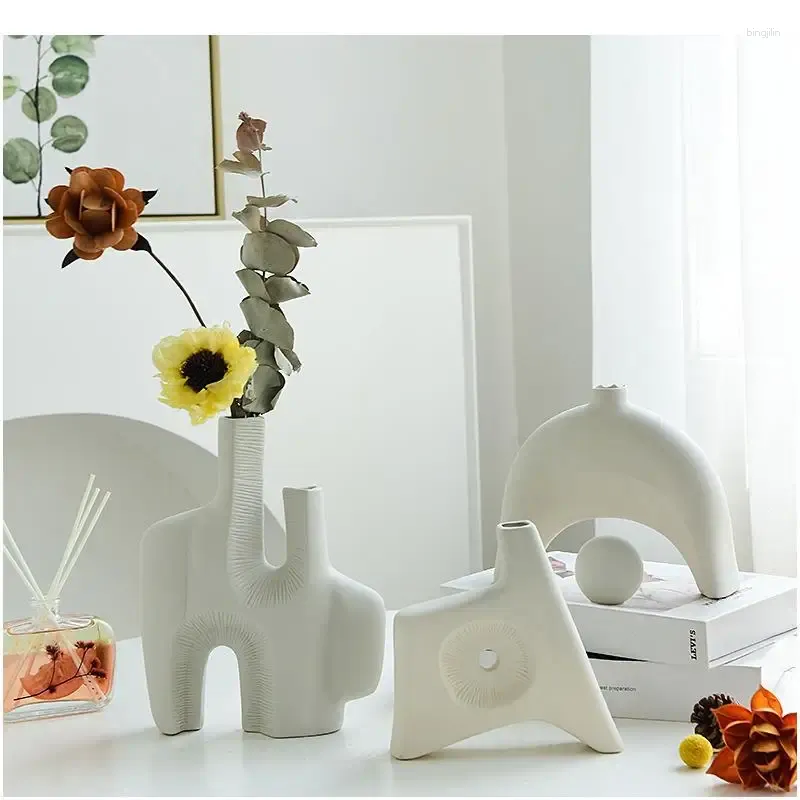 Vasen Keramik Vase abstrakte Kunstblume Nacktanordnung Accessory Hohlhandwerk Home Dekoration