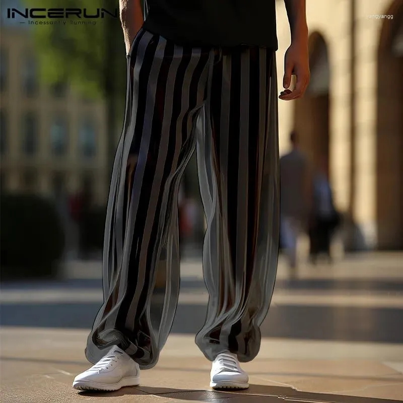 See through striped trousers hotsell