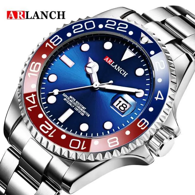 Polshorloges Arlanch Hot Sell Men Men Quatrz Sport Heren Es Top Brand Luxe waterdichte Full Steel Quartz Clock Men Relogio Masculino D240430