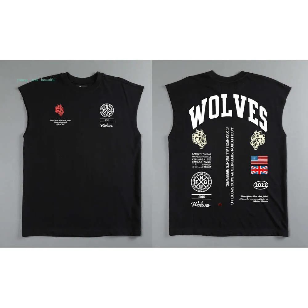 Mens 100% Cotton Darcsport Vest Sport Wolves Workout Fitness