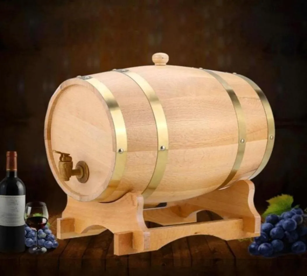 Bebido de palha de madeira Wood Wine Barrel Oak Beer Brewing Equipment Mini Keg Bucket Bucket de grande capacidade Recipiente de armazenamento 5865614