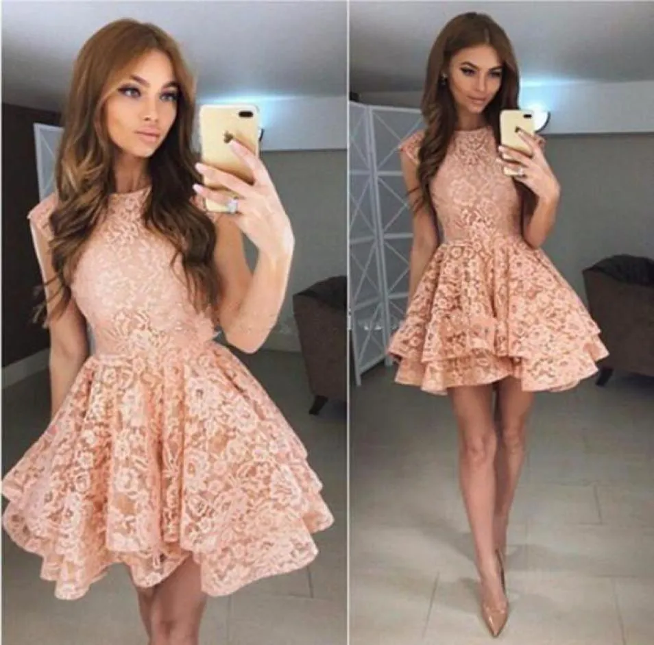 2018 Cheap Full Lace Homecoming Dresses Sexy Mini Short Cocktail Party Gowns Custom Made Sweet Prom Dress3467100