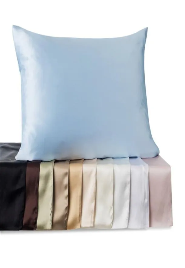 19 Momme Silk Pillowcase 100 Nature Mulberry Silk Pillow Bus met verborgen rits 15 kleuren Gezond leven Satijnen kussensloop3430998