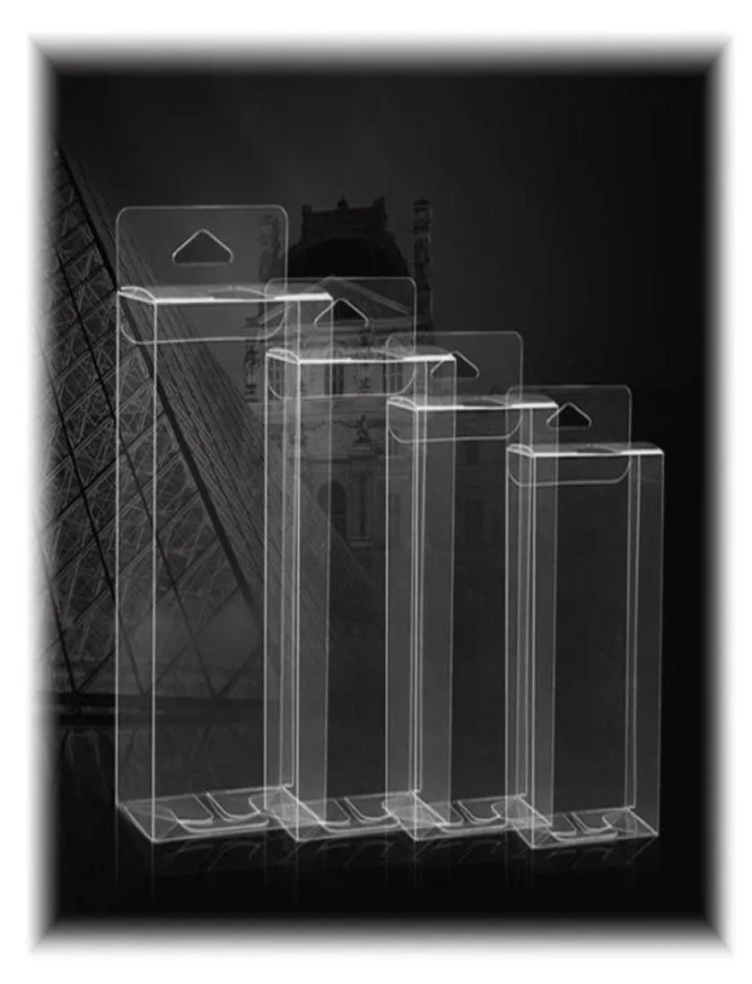 50pcs Hook Transparent PVC Téléphone Clear Plastic Boîtes de rangement Boîte-cadeau Boîte cadeau de mariage Party pour l'emballage cadeau Box8214348