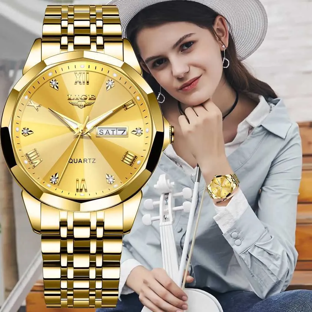 Principais relógios de pulso Lige Fashion Quartz Wristes Casual Sport Military For Women Top Brand Luxo Luxo à prova d'água Relogio feminino d240430