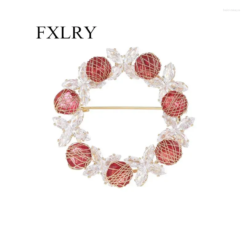 Brooches FXLRY Clothing Suit Jacket Coat Accessories Multi-purpose Zircon Flower Wreath Brooch For Women