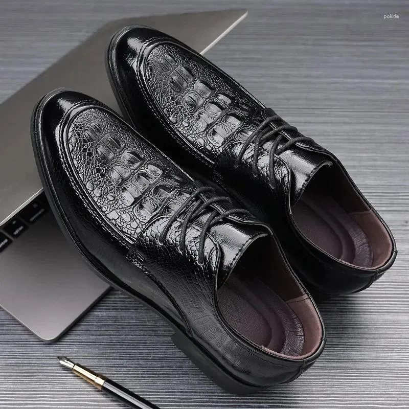 Casual Shoes Leather Mens PU Luxury Crocodile Pattern Men Business Dress Social Shoe Male Wedding Footwear Zapatos Hombre