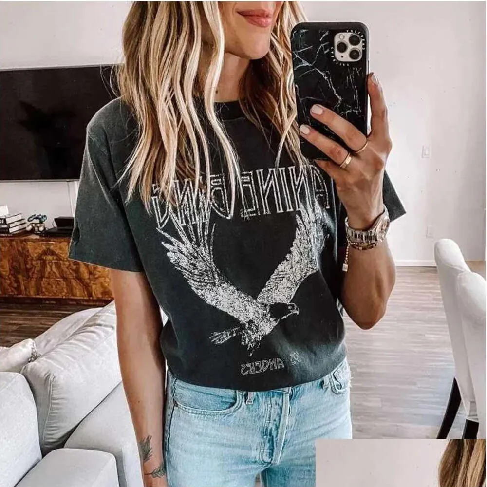 2024 Dames T-shirt Super chique zomerronde nek Plover katoen dames zwart bing adelaar print tee za drop levering kleding kleding tops t 88