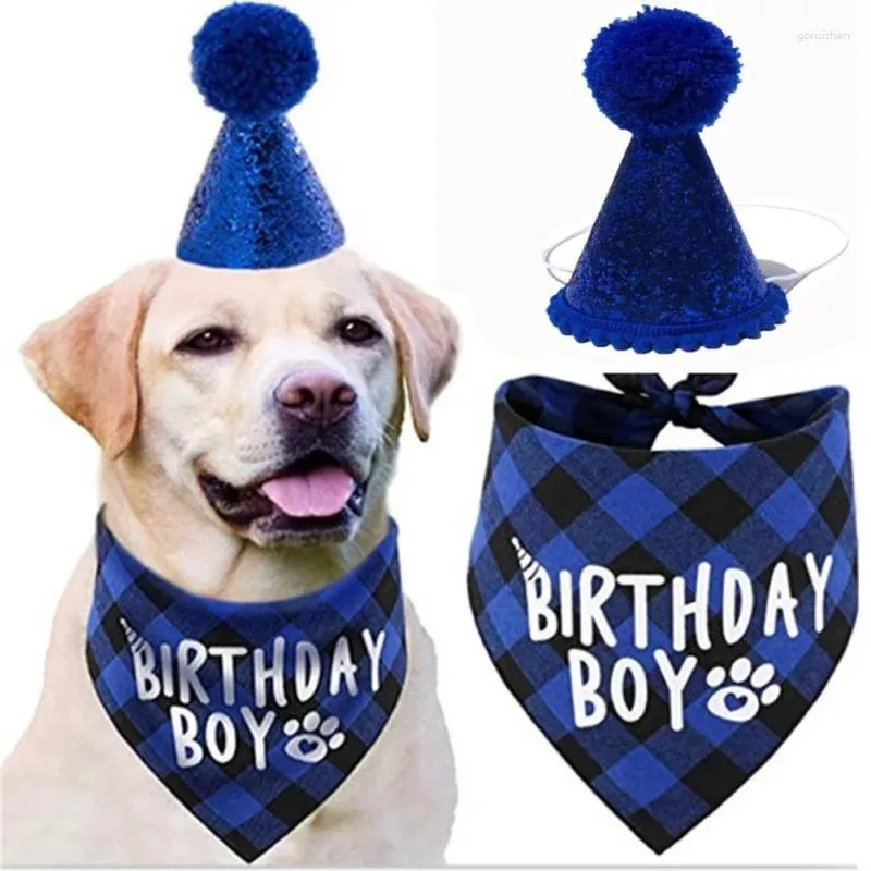 Appareils pour chiens 1pc Pet Party Decoration Set Birthday Triangle Scarf Chapeau à nœud