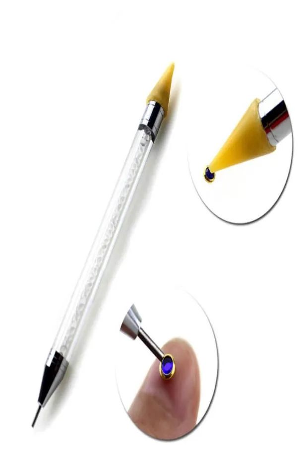 1pcs أداة انقطاع الأظافر Rhinestone Double Tips Tips Beads Beads Picker Wax Pencil Handle Manicure Tool3065719