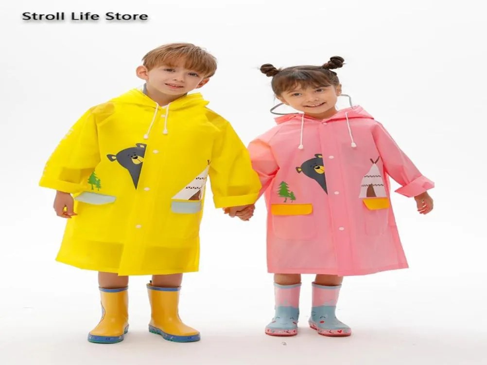 CRIANÇAS039S Long Rain Coat Boys And Girls Casas de chuva Crianças Crianças Poncho Big Plástico Amarelo Capa de Chuva ID2039464