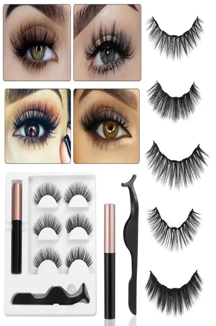 Magnetiska falska ögonfransar Makeup Kit Full Eye 5 Magnet falska ögonfransar Naturligt ingen limförlängning magnetisk ögonfrans7437372