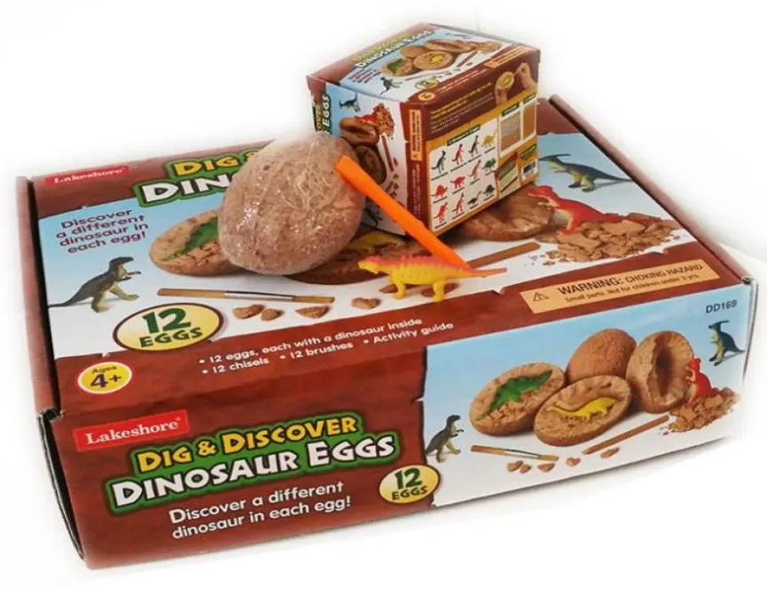 Dig Discover Dino Egg Excavation Toy Kit unik dinosaurie Egsk påskarkeologi Science Gift Dinosaur Party Favors for Kids 12 MO4586790