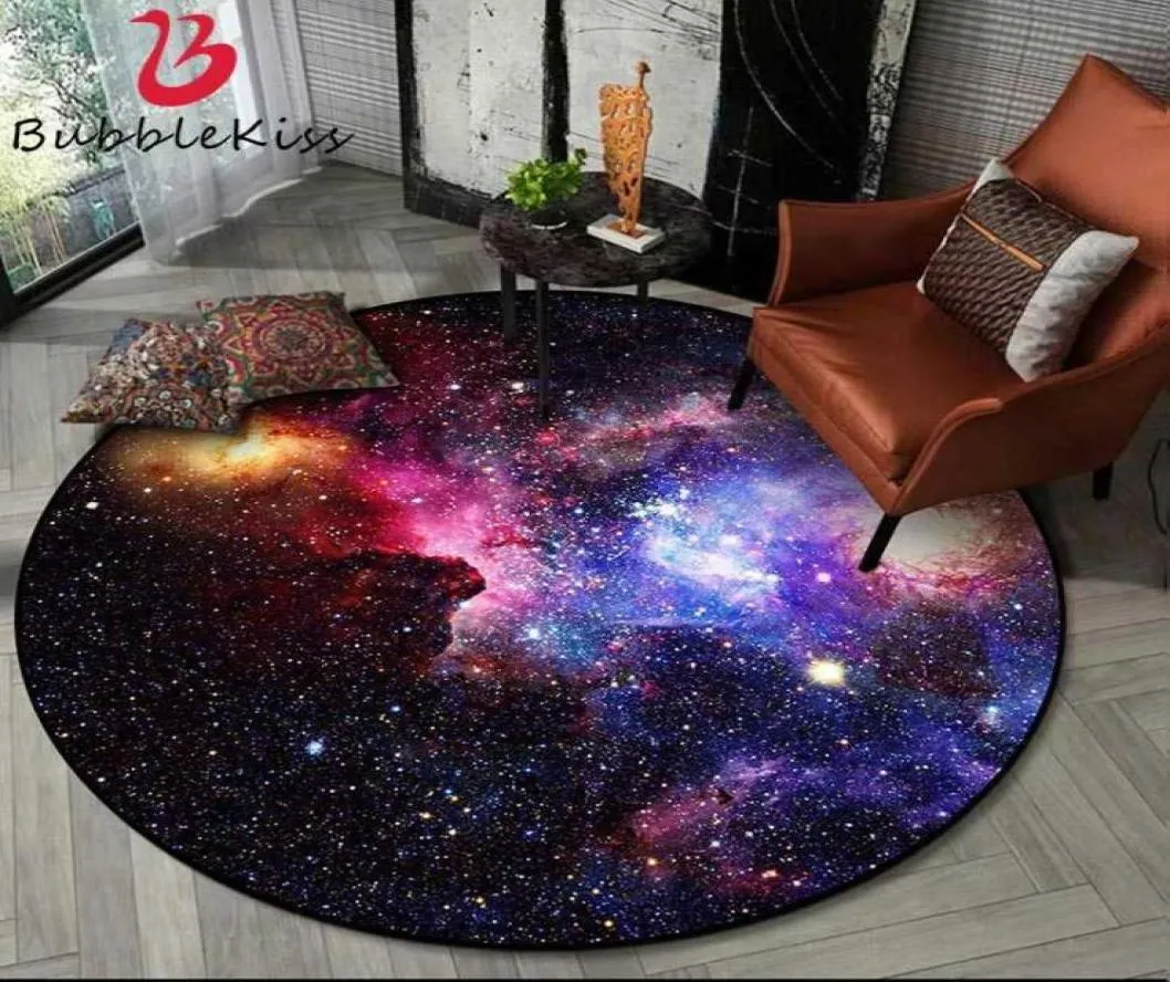 Bubble Kiss Nebula Design ronde tapijten voor woonkamer Kid Home Decor Tapijten Kinderen Geschenk decoratie Salon Floor Mat 2106072654881