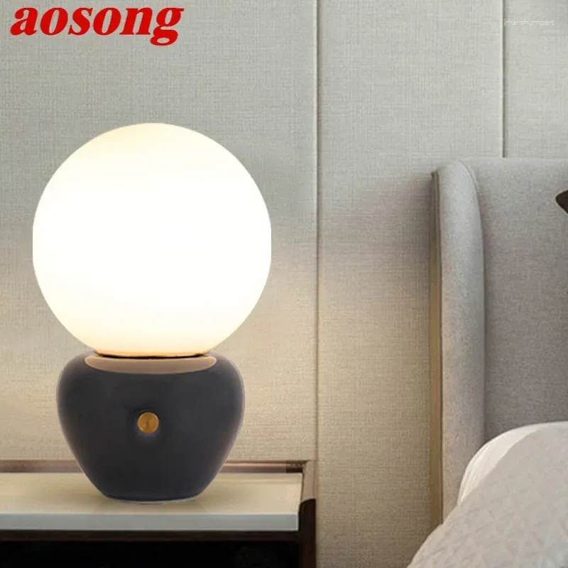 Lâmpadas de mesa Aosong iluminação de cerâmica Touch Dimmer Contemporary Led Nordic Creative Decorative Hedgeide