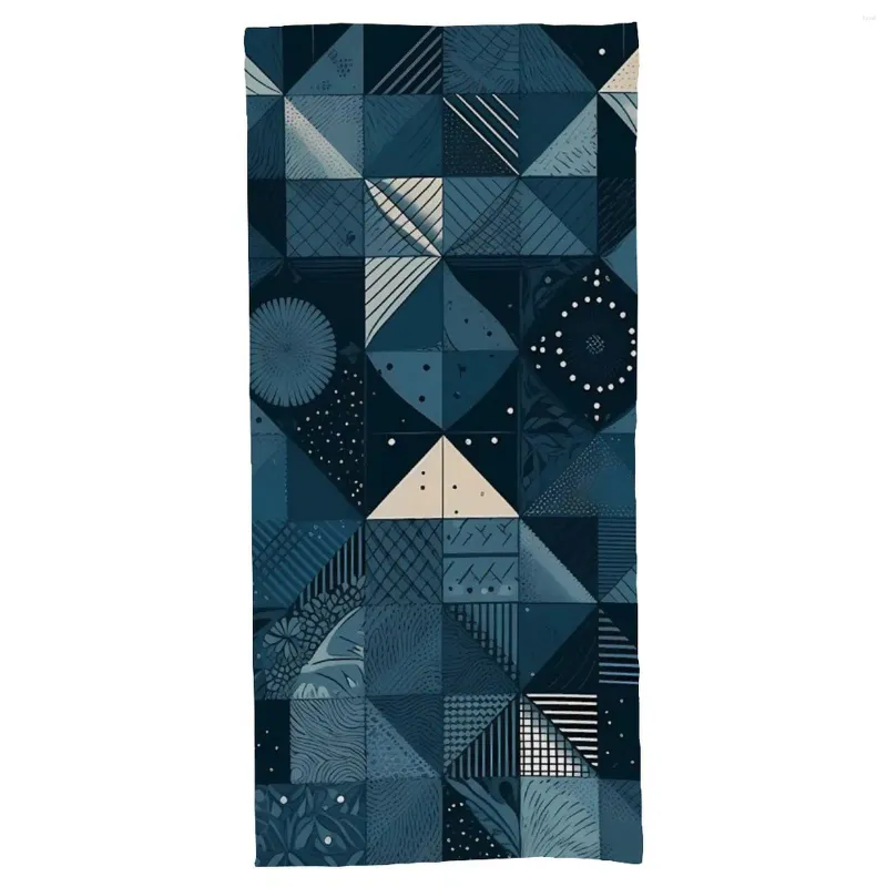 Bath accessoire ensemble serviette de plage bleu motif géométrique serviettes en microfibre nageurs de salle de bain 27,6 "x55.1"