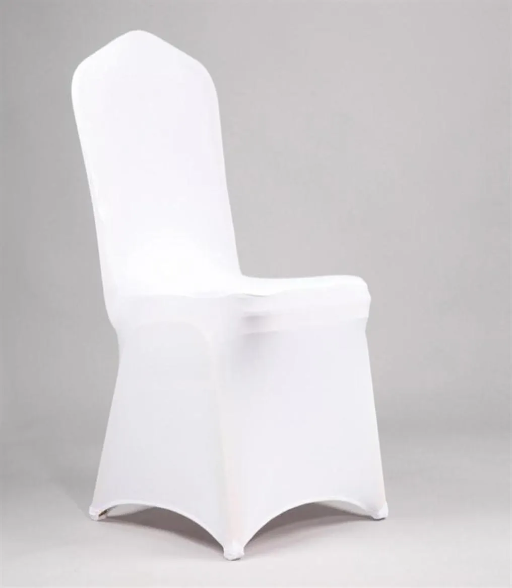 100pcs ucuz evrensel beyaz spandeks düğün sandalye kapakları parti ziyafeti el yemek streç elastik polyester kapak koltuğu y200107489906