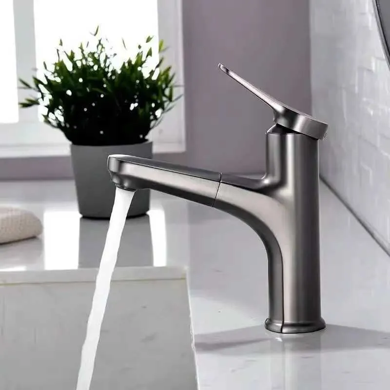 Bathroom Sink Faucets Fashionable Pull-out Style Bathroom Faucet Cold and Hot Sink Faucet Kitchen Bathroom Sink Faucet Water Dispenser Tap