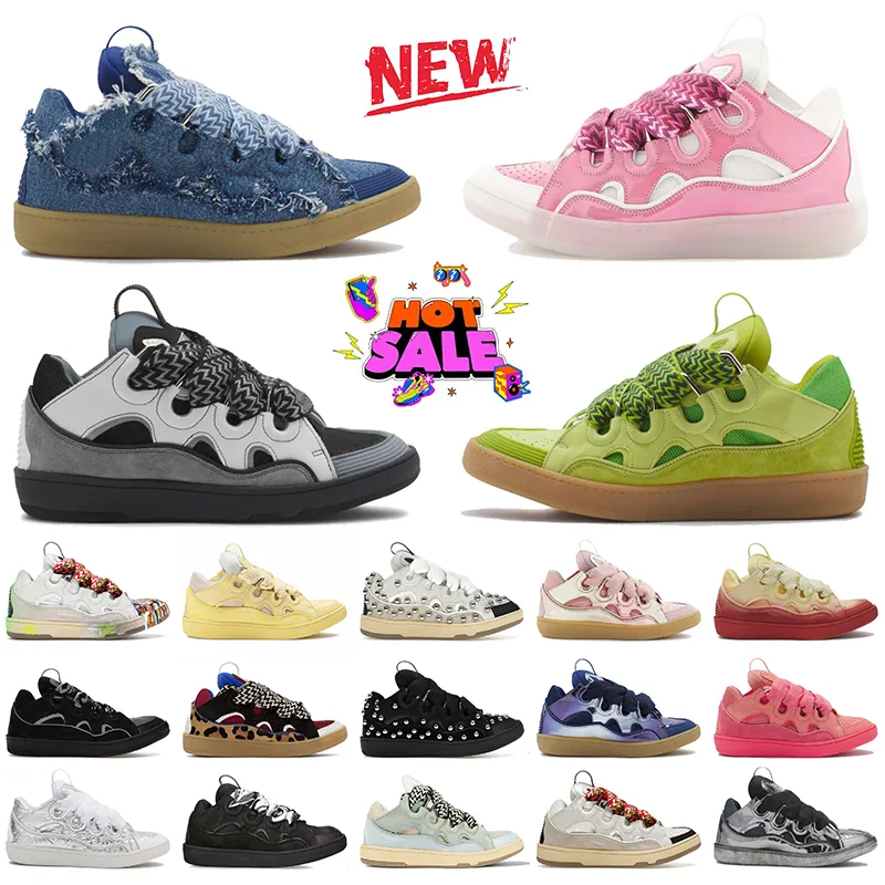 Lanvin Curb Sneakers Mens Womens Designer Casual Shoes lanvins lanvine Embossed Mother Child Denim Blue Pink lavins【code ：L】Trainers size 35-46