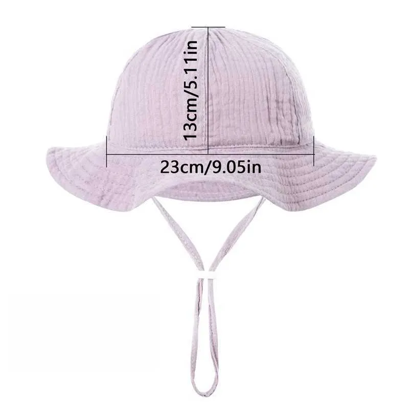 Kapaklar Şapkalar Muslin Bebek Güneş Şapk Bahar Yaz Çocuk Kova Şapkaları Kızlar için Saf Pamuk Plajı Toddle Boy Cap Bebek Yenidoğan Aksesuarları 0-12m