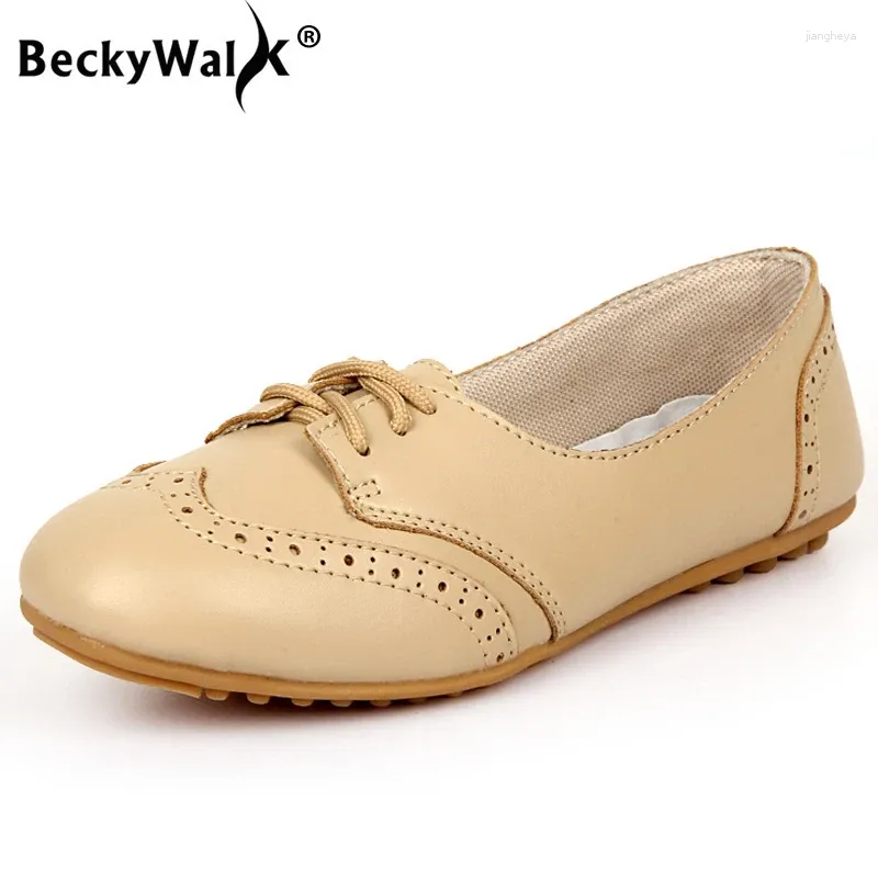 Casual Shoes Beckywalk Spring Women's Flat Suning Ladies Solid Comport Student Woman Flats Sapato Feminino WSH2687