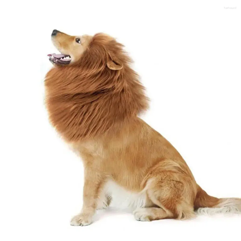 Hundkläder husdjur lejon mane outfit justerbar dräkt med öron svans för medelstora till hundar peruk brun