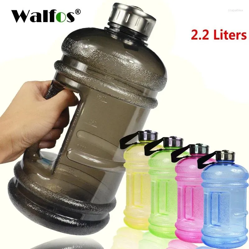 Bouteilles d'eau Walfos 2.2L Grande capacité de grande capacité Traine de fitness sportif en plein air Camping Running Workout Bottware