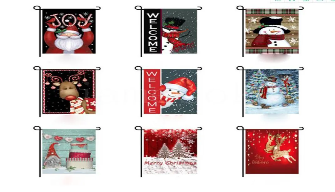 Kerstvlag en zegen Postcard Serie Tuinvlaggen Dubbele afdrukken Santa Claus Hangende foto zonder vlag DB0386642733