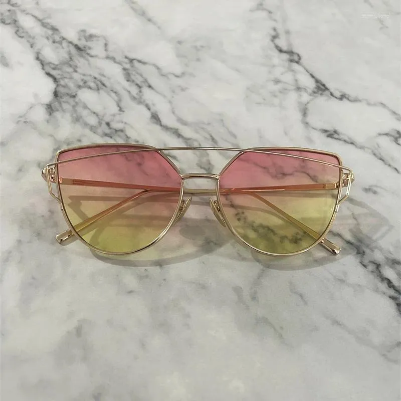Sunglasses Gradient Metal Transparent Men Or WOmen Brand Designer Glasses Summer Cat Eye Vintage Trend Fashion Shop Online