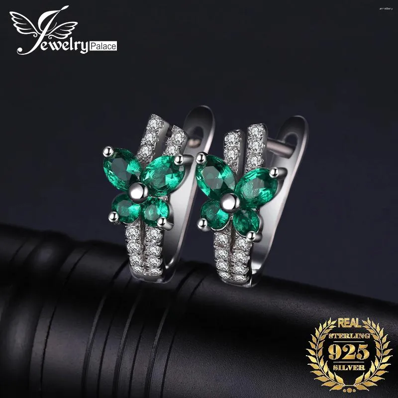 Brincos de Backs Jóia de joalheria Butterfly simulou Emerald 925 Volto de prata esterlina para mulheres Green Gemstone Fashion Anniversary Presente